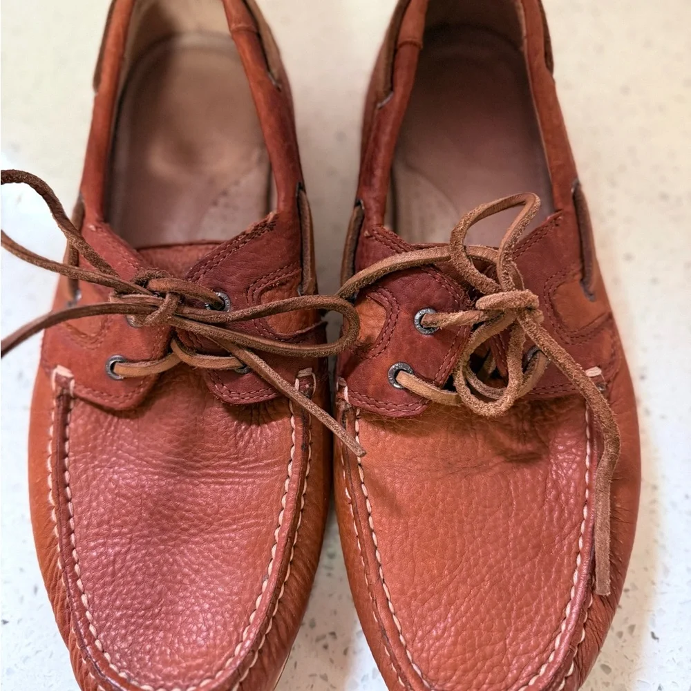 J&M Rust Leather Boat Shoes Sz‎ 9 1/2